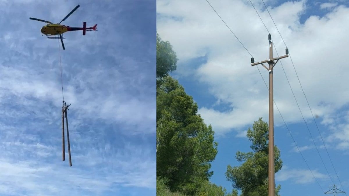 Fotografía que ilustra la noticia: Endesa renova amb helicòpter una línia de mitja tensió que subministra 13 municipis del Priorat